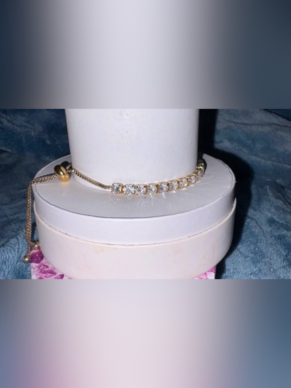 Delicate Gold Tennis Bracelet with Clear Cubic Zirconia